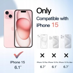 Outlet JETech Etui do iPhone 15 6,1" Przezroczysto-Różowe TPU Wytrzymałe