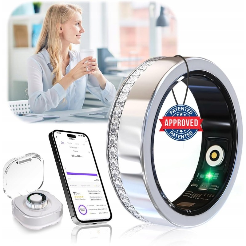 Outlet XSWCCJJ Smart Ring srebrny rozmiar 10 monitor zdrowia HRV IP68 5ATM