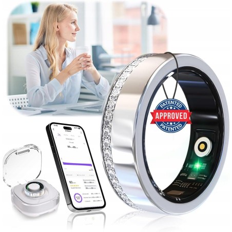 Outlet XSWCCJJ Smart Ring srebrny rozmiar 10 monitor zdrowia HRV IP68 5ATM