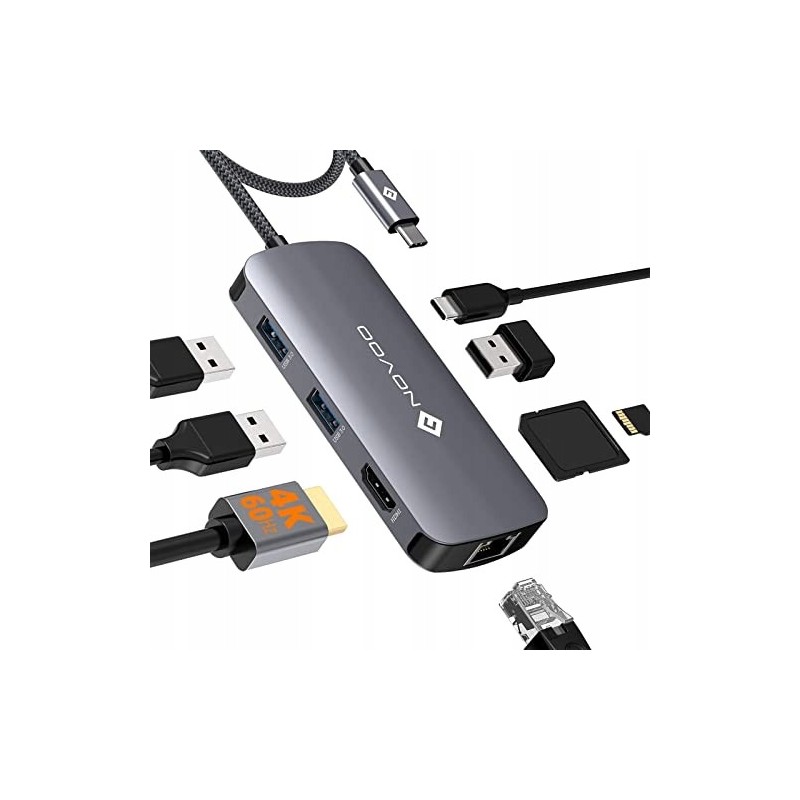 NOVOO USB C Hub 4K60Hz HDMI Multiport Adapter,8-in