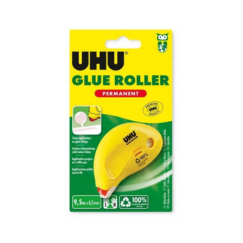 Outlet Ergonomiczny Wałek z klejem UHU Trwały 6,5 mm x 8,5 m Żółty