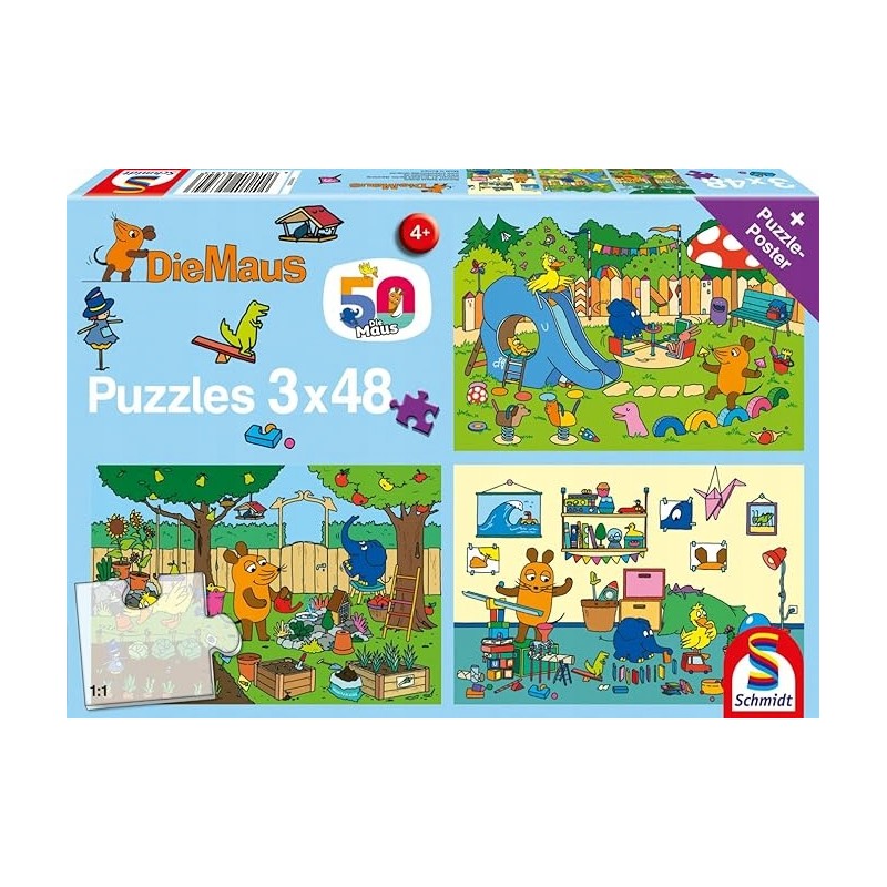 Outlet Schmidt Spiele 56394 Dzień z myszką - puzzle 3x48 elementy dla