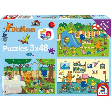 Outlet Schmidt Spiele 56394 Dzień z myszką - puzzle 3x48 elementy dla