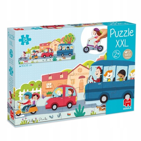 Outlet Duże zestaw Jombo Puzzle Pojazdy XXL 18 elementów dla dzieci 2m+