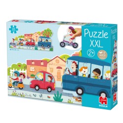 Outlet Duże zestaw Jombo Puzzle Pojazdy XXL 18 elementów dla dzieci 2m+