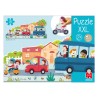 Outlet Duże zestaw Jombo Puzzle Pojazdy XXL 18 elementów dla dzieci 2m+