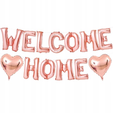Outlet Balony foliowe Welcome Home 16" różowe złoto dekoracja