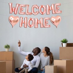 Outlet Balony foliowe Welcome Home 16" różowe złoto dekoracja