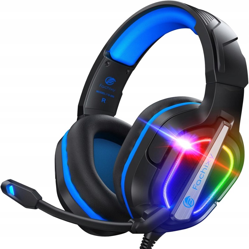 Outlet Słuchawki Przewodowe Nauszne Fachixy FC200 z mikrofonem RGB Czarne