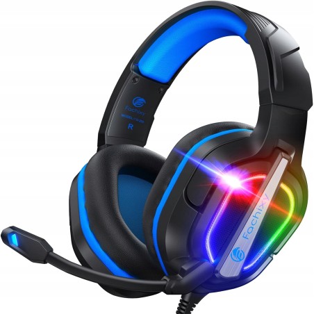 Outlet Słuchawki Przewodowe Nauszne Fachixy FC200 z mikrofonem RGB Czarne