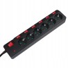 Outlet Listwa zasilająca LogiLink LPS233 6 gniazd ON/OFF 1,5m 3860W Czarna
