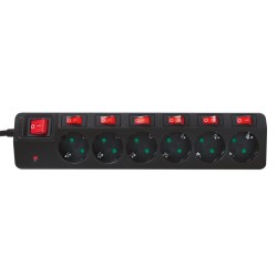 Outlet Listwa zasilająca LogiLink LPS233 6 gniazd ON/OFF 1,5m 3860W Czarna