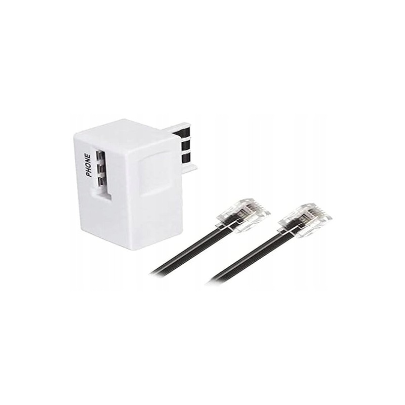 Outlet Kabel ADSL RJ11 RJ11 Męski 5m + Filtr ADSL Biały APM Czarny