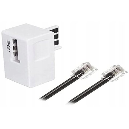 Outlet Kabel ADSL RJ11 RJ11 Męski 5m + Filtr ADSL Biały APM Czarny