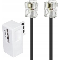 Outlet Kabel ADSL RJ11 RJ11 Męski 5m + Filtr ADSL Biały APM Czarny