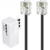 Outlet Kabel ADSL RJ11 RJ11 Męski 5m + Filtr ADSL Biały APM Czarny