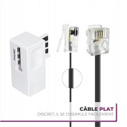 Outlet Kabel ADSL RJ11 RJ11 Męski 5m + Filtr ADSL Biały APM Czarny