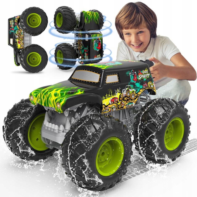 Outlet MONSTER TRUCK 1:16 STEROWANY SAMOCHÓD AMFIBIA AKROBACJE ZIELONY