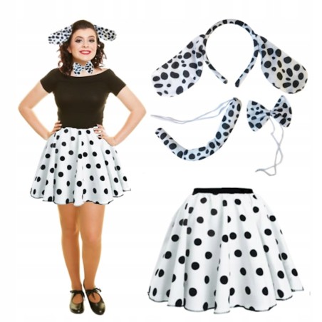 Inspired Costumes kostium dalmatyńczyka XS spódnica uszy ogon muszka