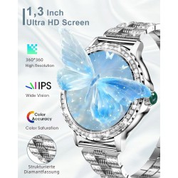 Outlet Smartwatch dla kobiet 1.3” HD IP68, monitor tętna SpO2, srebrny