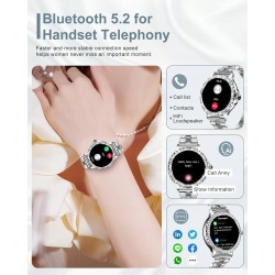 Outlet Smartwatch dla kobiet 1.3” HD IP68, monitor tętna SpO2, srebrny