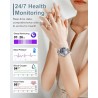 Outlet Smartwatch dla kobiet 1.3” HD IP68, monitor tętna SpO2, srebrny