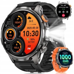 Outlet Smartwatch Męski Militarny 1,91" AMOLED 1000mAh 5ATM BT Czarny