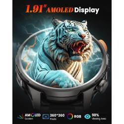 Outlet Smartwatch Męski Militarny 1,91" AMOLED 1000mAh 5ATM BT Czarny