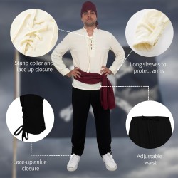 Outlet Kostium męski pirata średniowiecznego z dodatkami M na Halloween