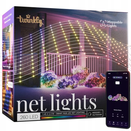 Outlet Lampki choinkowe Twinkly 1,45x 2,4 m 260 lampek LED RGB różne tryby