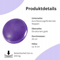 Outlet Poduszka sensoryczna 33 cm fioletowa z pompką do treningu równowagi