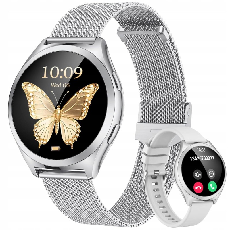 Outlet Smartwatch dla kobiet 1.27'' TFT HD BT 5.2 wodoodporny srebrny