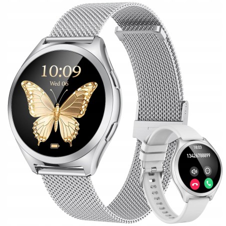 Outlet Smartwatch dla kobiet 1.27'' TFT HD BT 5.2 wodoodporny srebrny