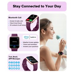 Outlet Smartwatch 1.8" sportowy kompatybilny z iOS Android Alexa bordowy
