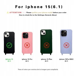 Outlet Ququcheng Etui z Łańcuszkiem do iPhone 15 6.1" TPU Matowe Czarny