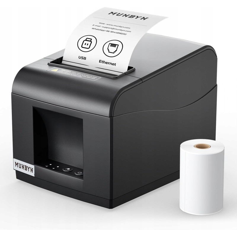Outlet Termiczna Drukarka Paragonów Munbyn ITPP072 USB + LAN Czarna