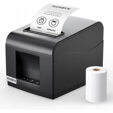 Outlet Termiczna Drukarka Paragonów Munbyn ITPP072 USB + LAN Czarna