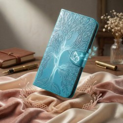 Outlet Aisenth Etui Skórzane Zielone do Samsung Galaxy S10 z Motywem Drzewa