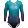 ZNYUNE body gimnastyczne dziewczęce rozmiar 10A aqua cekiny rękaw 3/4 tiul