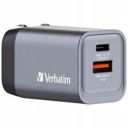 Outlet SZYBKA PODWÓJNA Turystyczna Ładowarka Sieciowa VERBATIM GaN USB 35W