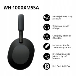 Outlet Słuchawki Bezprzewodowe Nauszne Sony WH-1000XM5SA BT 5.2 Etui Czarne