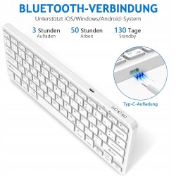 Outlet Klawiatura Bezprzewodowa Bluetooth iPad Windows QWERTZ DE Biały