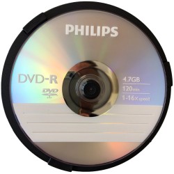 Outlet Płyty PHILIPS DVD-R 4,7 GB 100 szt. + stojak z uchwytem Czarny