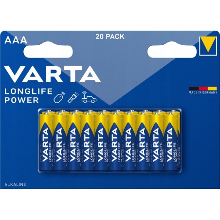 Outlet Zestaw 20 sztuk Baterii alkalicznych Varta AAA (R3) Niebieskie