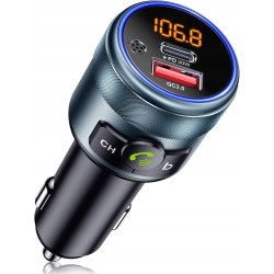 Outlet Transmiter BT samochodowy FM GizmoVine z gniazdem USB-C Czarny