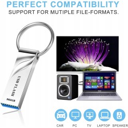 Outlet Pendrive 982GB USB 3.0 wodoodporny metalowy z breloczkiem srebrny