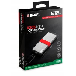Outlet Emtec Mini Portable SSD 512GB USB-C 3.2 Gen2 X205 Szybki Szary