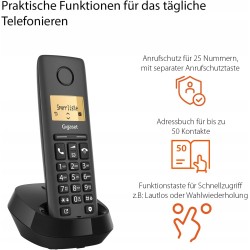 USZKODZONY Gigaset Pure 120A telefon bezprzewodowy S30852 DECT Czarny