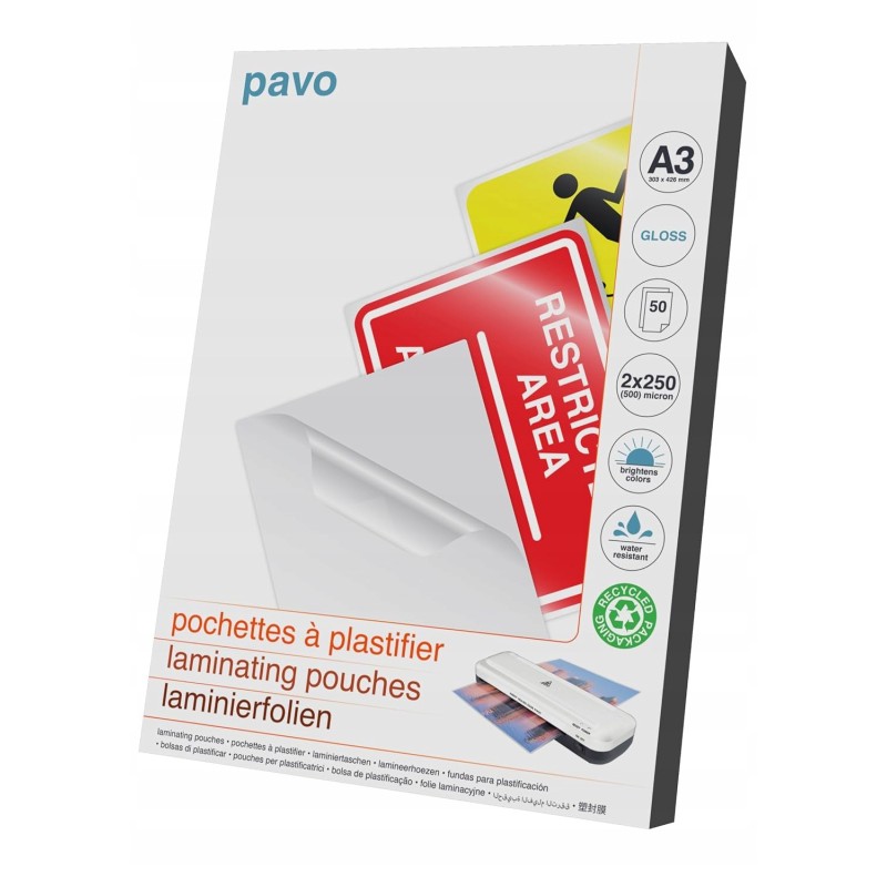 Outlet Folia laminacyjna PAVO Premium A3 2x250 mic błyszcząca 50 szt.