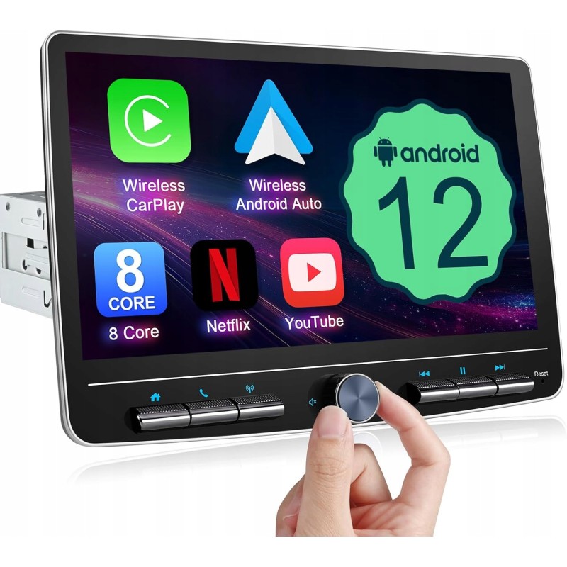 Outlet Ekran dotykowy 10" 1-DIN Carplay Android 4 rdzenie 2GB/32GB Czarny